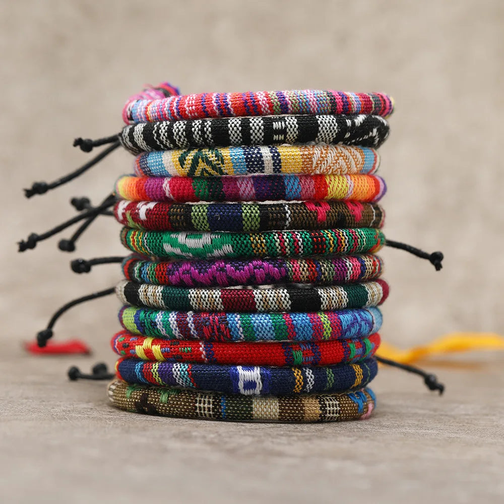 12Pcs Bohemian Surfer Beach Bracelet Set Men & Women Braided Boho Summer Bracelets Handmade Festival Jewelry Accessories
