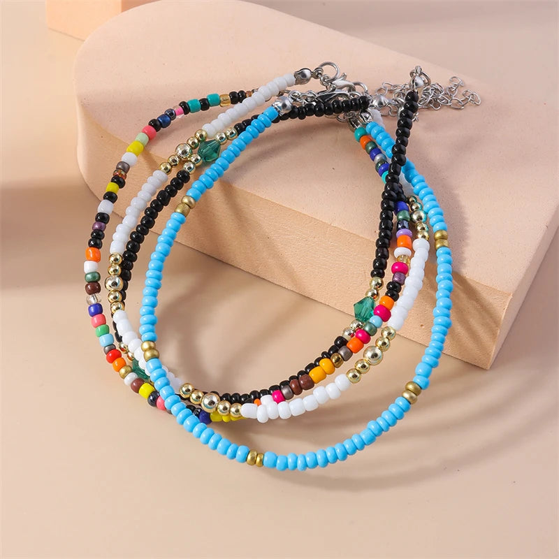 Bohemian Colorful Handmade Beads Anklets for Women Summer Beach Ankle Bracelet Foot Leg Chain Female Girls Jewelry Accessories