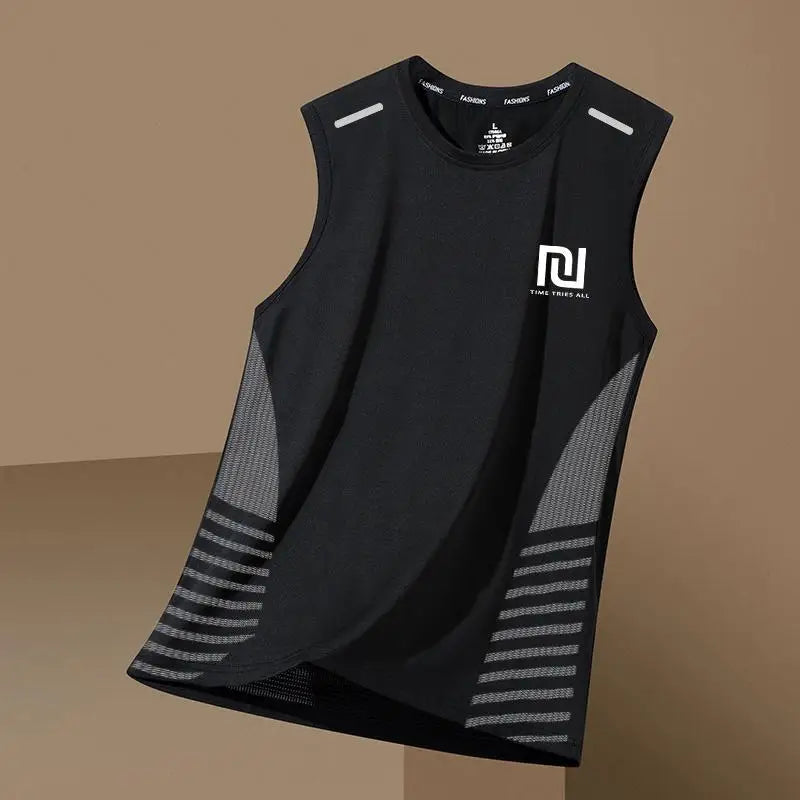 Summer men's quick drying breathable vest sports fitness base shirt wide shoulder training sleeveless Sweatwicking T-shirt top