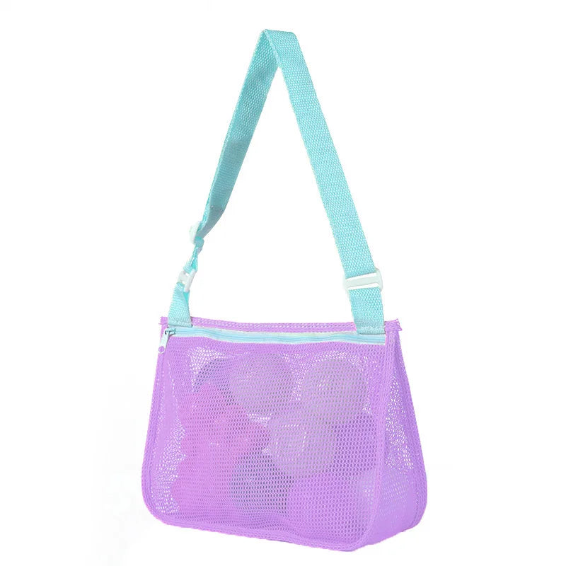 Beach Toy Mesh Bag Kids Shell Storage Bag Beach Toy Seashell Bag Mesh Pool Bag Sand Toys Swimming Accessories for Boys and Girls