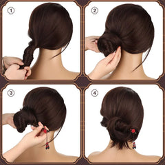 Oaoleer Women Hair Accessories Wood Hand Carved Stick Hair Combs Clips For Women Girls Vintage Elegant Ebony U Shaped Headwear