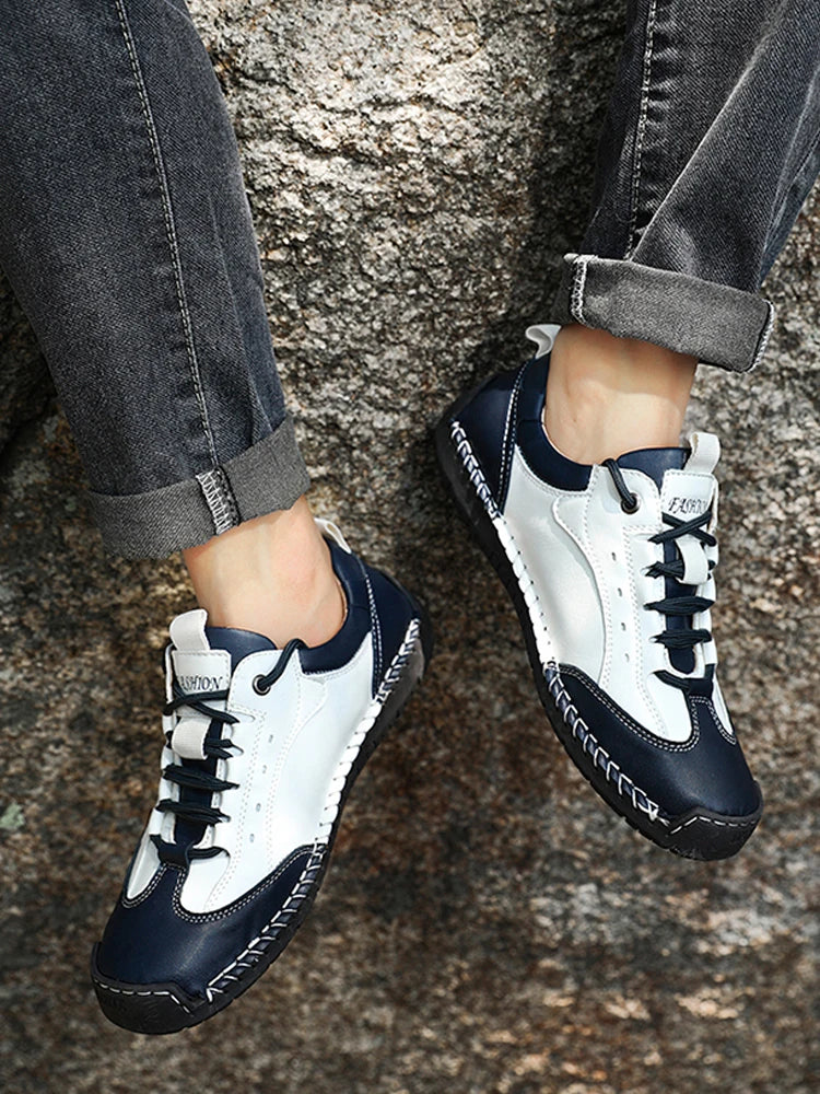 Men's business casual shoes with hand-stitched minimalist style