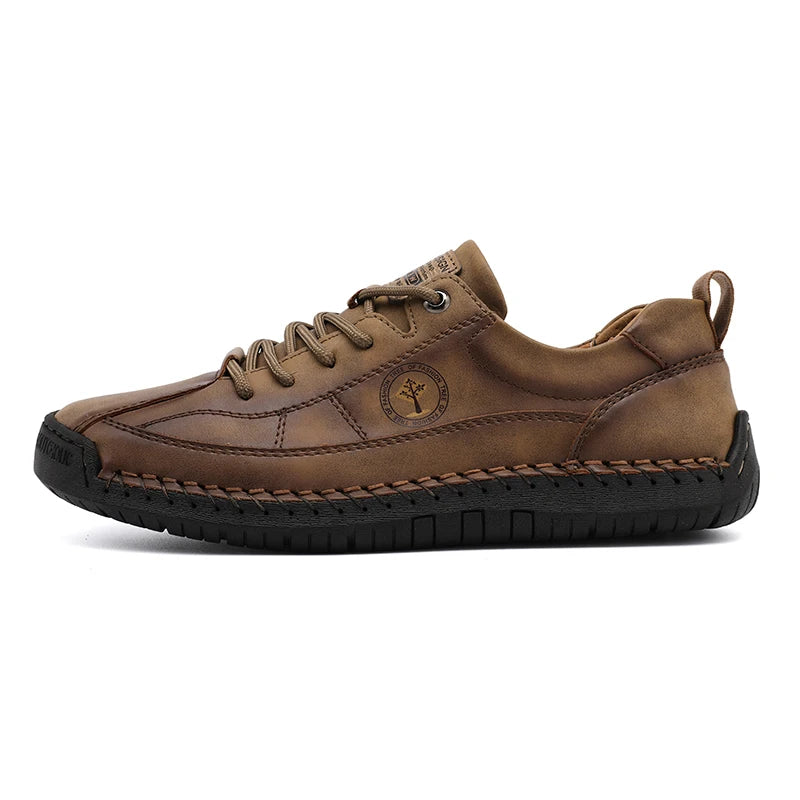 Men's business casual shoes with hand-stitched minimalist style