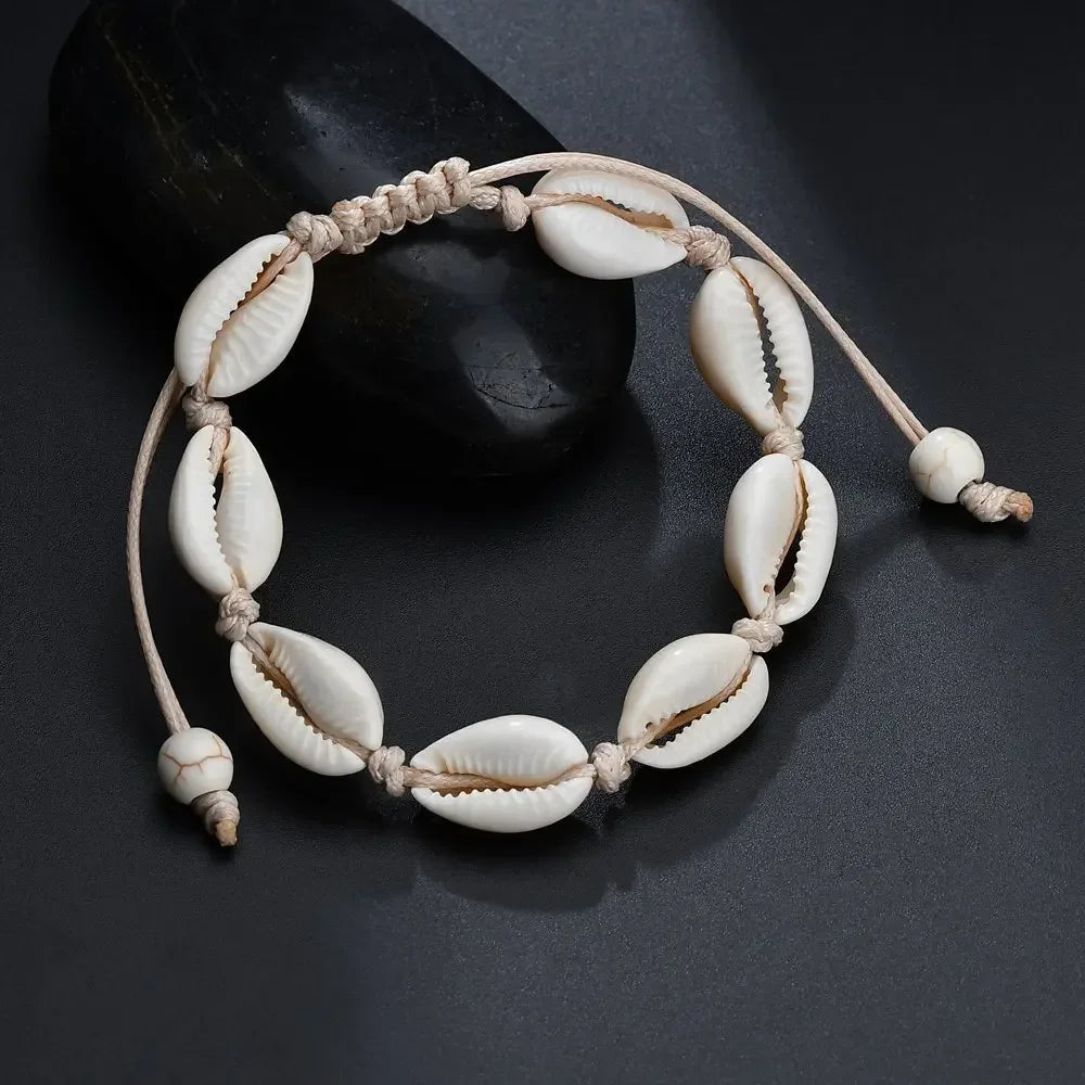 Bohemian Shell Charm Bracelets For Women Men Summer Sandy Beach Handmade String Rope Chains Bangle DIY Jewelry Accessories