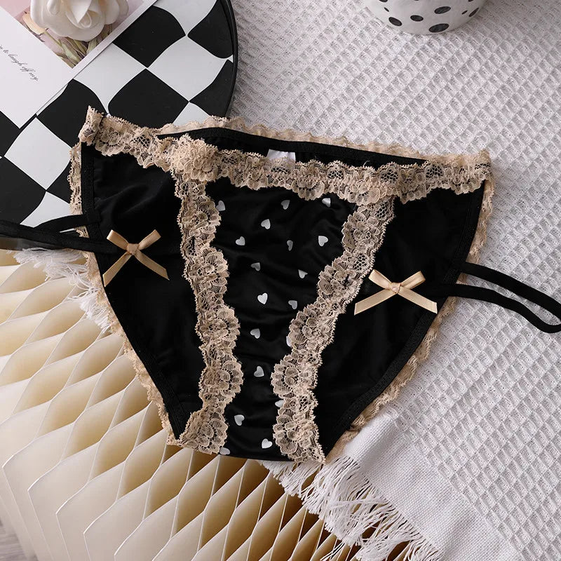 Sexy Thin Underwear Women's Panties Lace Briefs Hollow Ice Silk Underwear for Women Soft Comfortable Mid Waist Breathable