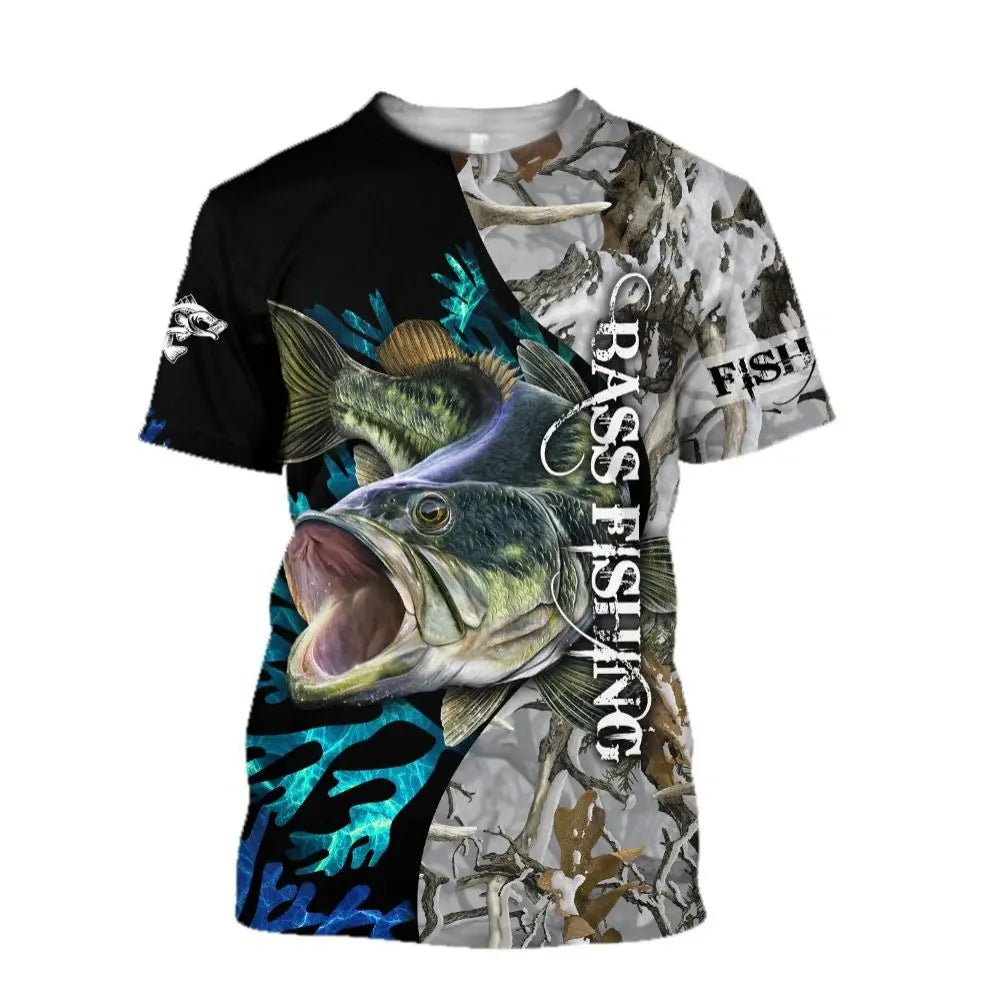 Summer Men's T-shirt Carp Fishing 3D Print T-shirt Men Fashion T-shirts Kids Hip Hop Tops Tees Men's Clothing Y2k Tops Boy