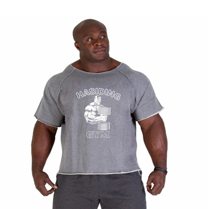 New Hot Sale Men Printed T Shirts Breathable Loose Running Shirt Cotton Tees Bodybuilding Singlet Fitness GYM POWERHOUSE T Shirt