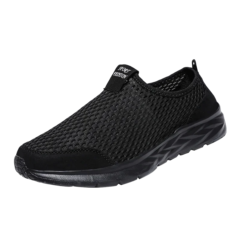 Men's Casual Sports Shoes Lightweight and Large-sized with A Round Toe Color-blocked Mesh Breathable Soft Sole Wearable Style