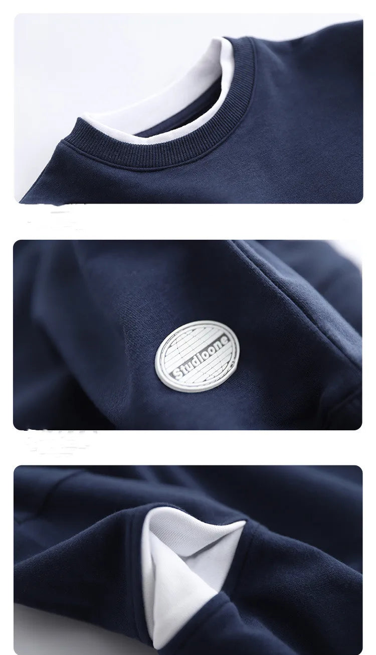 Boys Suit Sweatshirts +Pants Cotton 2Pcs/Sets 2022 Solid Spring Autumn Sports Sets Teenagers Tracksuit Children Clothing