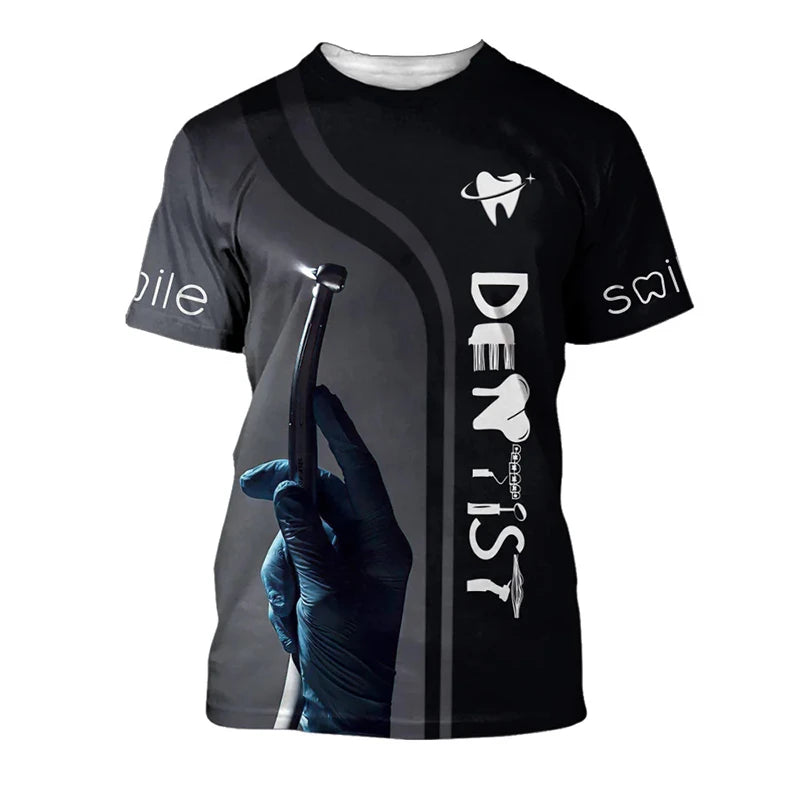 2025 Men's T-Shirt Tooth 3d Printed Daily T Shirt For Man Short Sleeve Fashion Casual Street Dentist Uniform Men's Clothing Tops