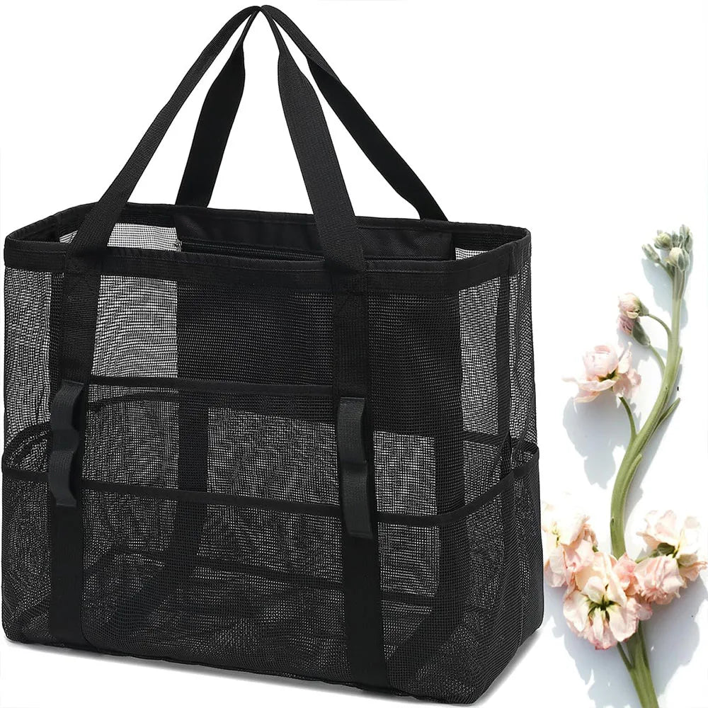 Mesh Beach Bag Waterproof Sandproof - Large Tote Pool Bag for Women Vacation Essentials Beach Accessories