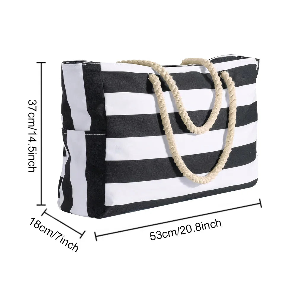 Beach Bags for Women Large Waterproof Beach Tote Bag with Zipper Travel Shoulder Bags Sandproof Swim Pool Large Tote Bag