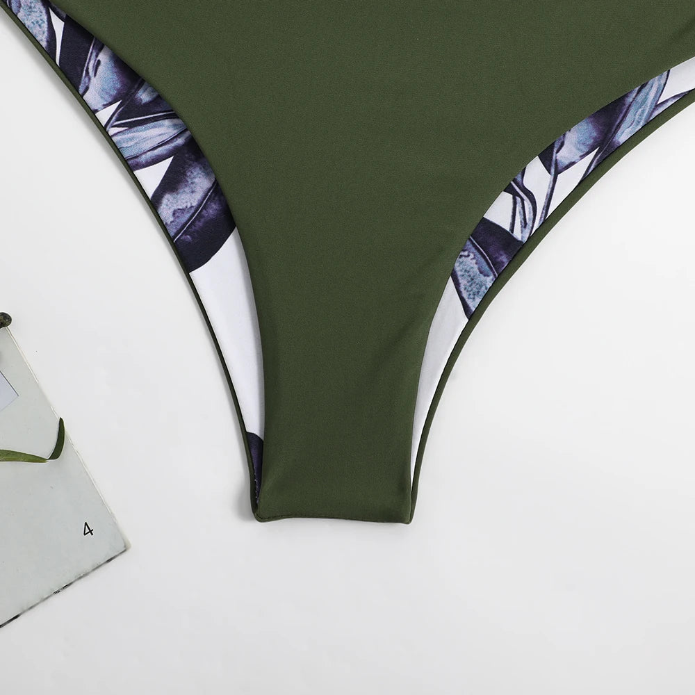 2025 Asymmetric Print String Bikini Set Sexy Swimsuit Women Swimwear Female Bathers Bathing Swimming Swim Suit Beachwear Summer