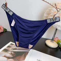 תחתוני נשים רכים וחלקים משובצים יהלומים צרפתיים מותניים נמוכים, מכנסיים משולשים נושמים, מפשעה ונוחות, יוקרתיים