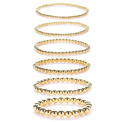 New Fashion Accessories Women' Gifts Simple Smooth Round Beads Black Ore Plated 14k Gold Elastic Hand Beads Multi-layer Bracelet