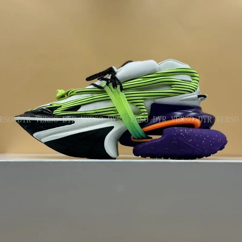 2025 Trendy Men Sports Shoes Platform Sneakers Lace Up Gradient Colors Running Casual Walking Shoes Women Flats Loafers