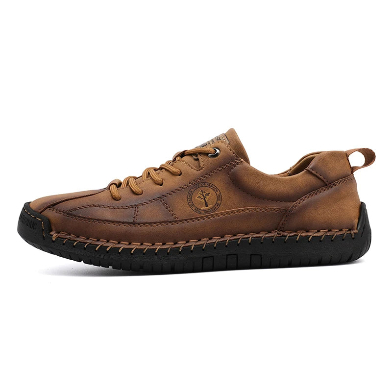 Men's business casual shoes with hand-stitched minimalist style