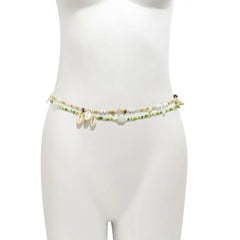 Elegante, trendige Bauchkette für Damen – Sommerurlaub am Strand – Boho-Stil, Perlenkette mit Muschelsteinen