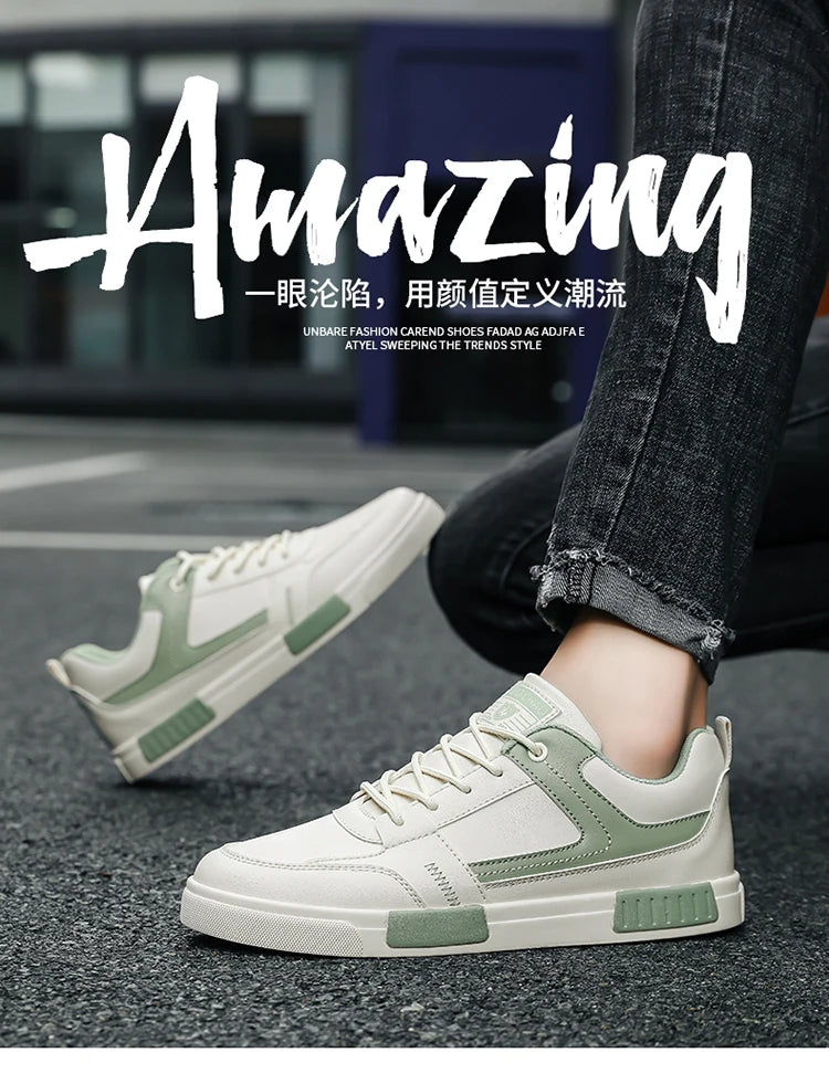 Men's shoes autumn new student board shoes leather surface fashionable sports and leisure shoes outdoor walking shoes large size