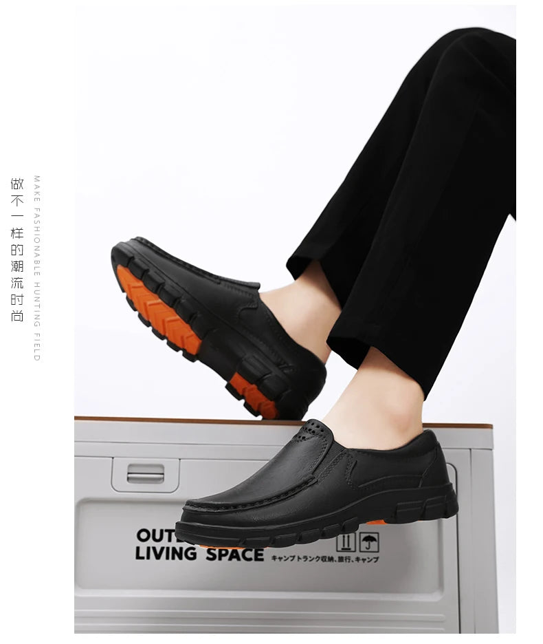 Men's new chef shoes fashion breathable waterproof anti slip four season hotel kitchen work comfortable soft soled walking shoes