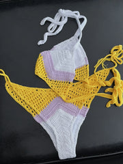 High Quality Cotton Crochet Micro Bikinis Set Cute Bathing Suit Women Chevron Swimwear Brazil Side Tie Bottom Sexy Nice Swimsuit