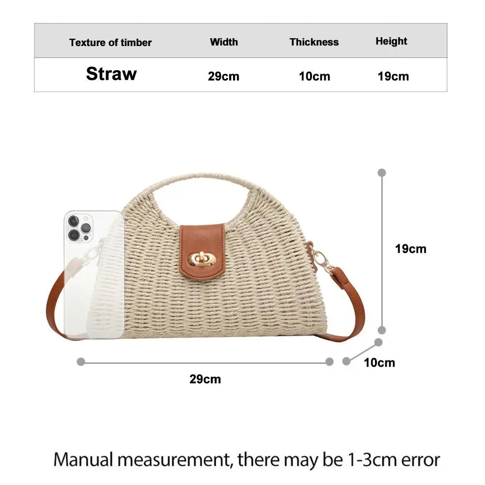 Bohemian Beach Bag For Women Vintage Woven Straw Tote, Summer Crossbody Sling & Shoulder Bag, Boho Seaside Vacation Purse