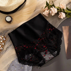 Ultrathin Lace Panties for Women High Waist Ice Silk Mesh Flower Briefs Underpants Cotton Crotch Seamless Underwear Gifts