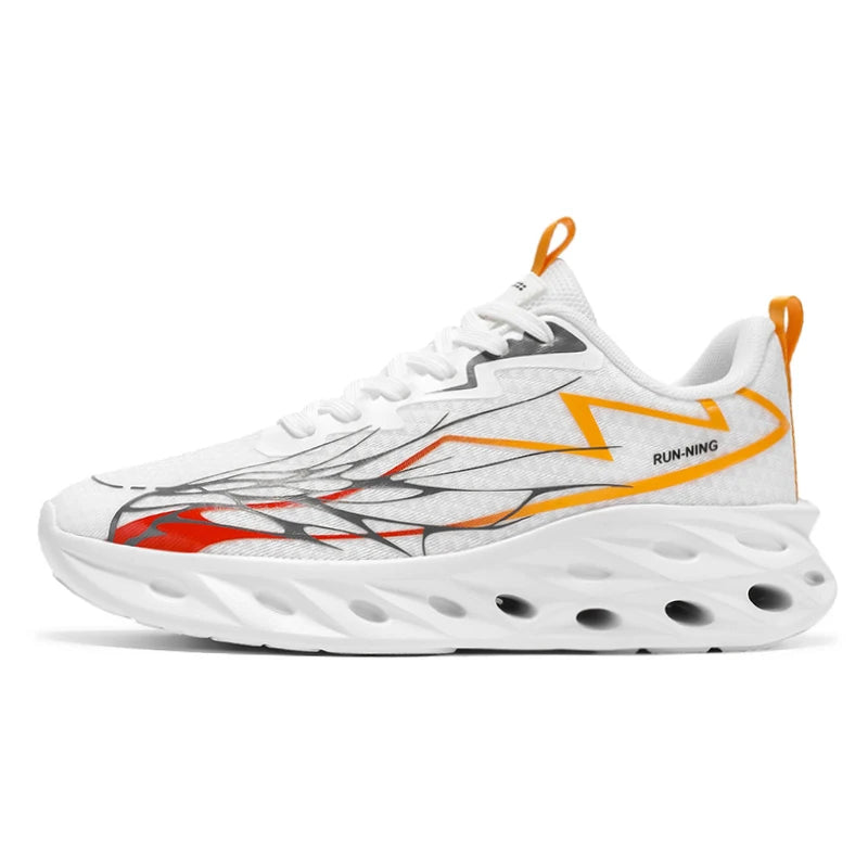 Men's Sports Shoes Thick-soled Air-cushioned Shock-absorbing Simple Lightning-shaped Line Fashionable Design Running Shoes