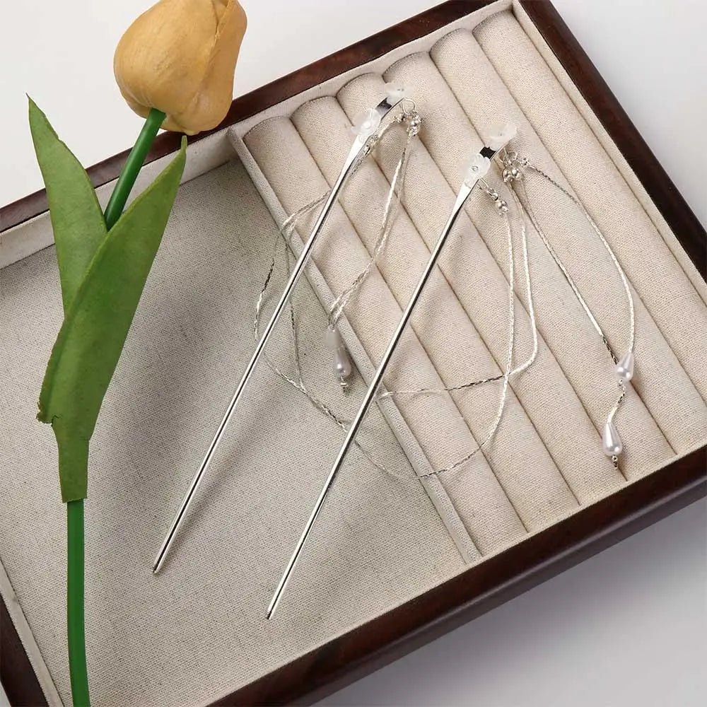 Headwear For Men For Women Fan Flower Hair Clip Hair Fork Hair Accessories Double Tassel Hair Stick Chinese Style Hairpins