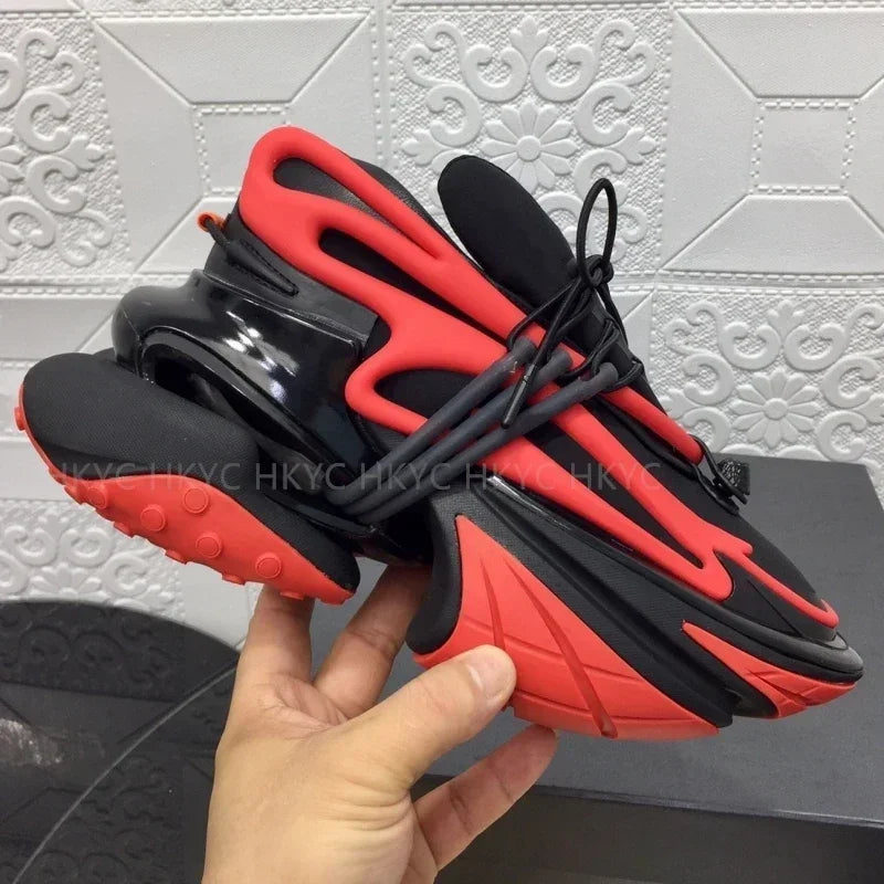 2025 Trendy Men Sports Shoes Platform Sneakers Lace Up Gradient Colors Running Casual Walking Shoes Women Flats Loafers