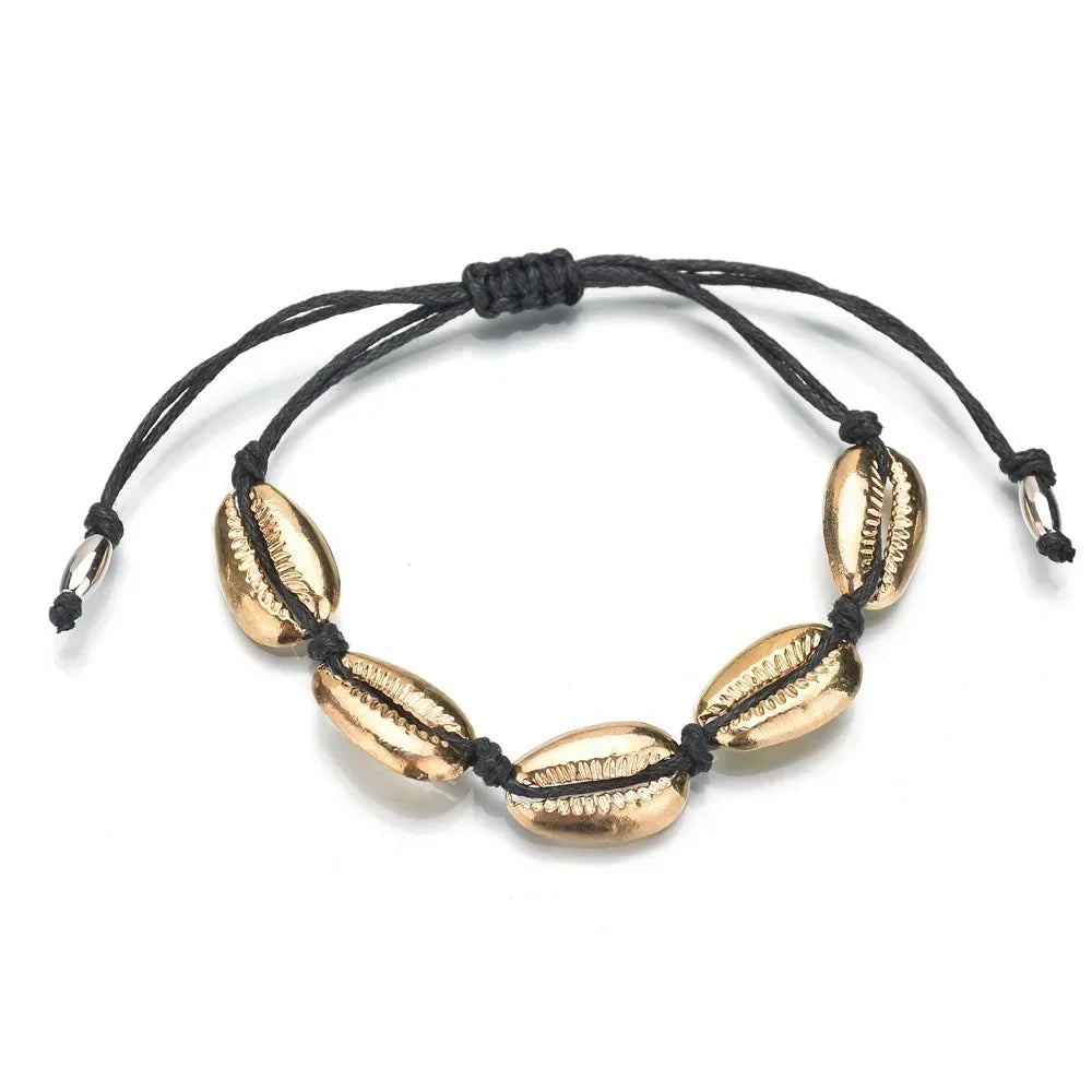 Bohemian Shell Charm Bracelets For Women Men Summer Sandy Beach Handmade String Rope Chains Bangle DIY Jewelry Accessories