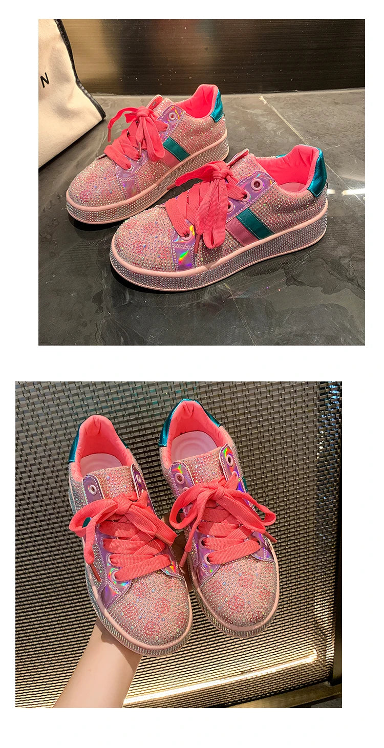 Shoes for Women 2025New Rhinestone Womens Sneaksers Diamond Breathable Luxury Casual Thick Bottoms Dad Sports Shoe Zapatos Mujer