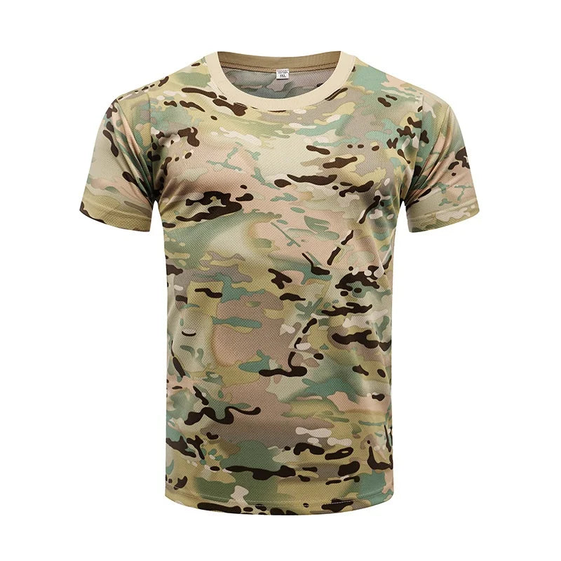 Military Army Camouflage Tactical Short Sleeve Men's  Combat T-Shirt  Kid's Tee Camo Outdoor Hiking Hunting Shirts