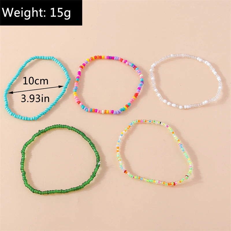 Bohemian Colorful Handmade Beads Anklets for Women Summer Beach Ankle Bracelet Foot Leg Chain Female Girls Jewelry Accessories