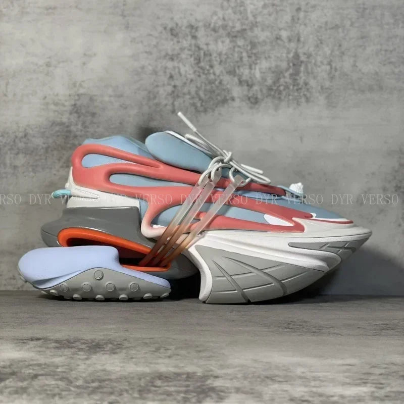 2025 Trendy Men Sports Shoes Platform Sneakers Lace Up Gradient Colors Running Casual Walking Shoes Women Flats Loafers