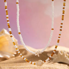 Tocona Bohemian Colorful Bead Necklace for Women Summer Handmade Starfish Tortoise Choker Chain Beach Jewelry Accessories