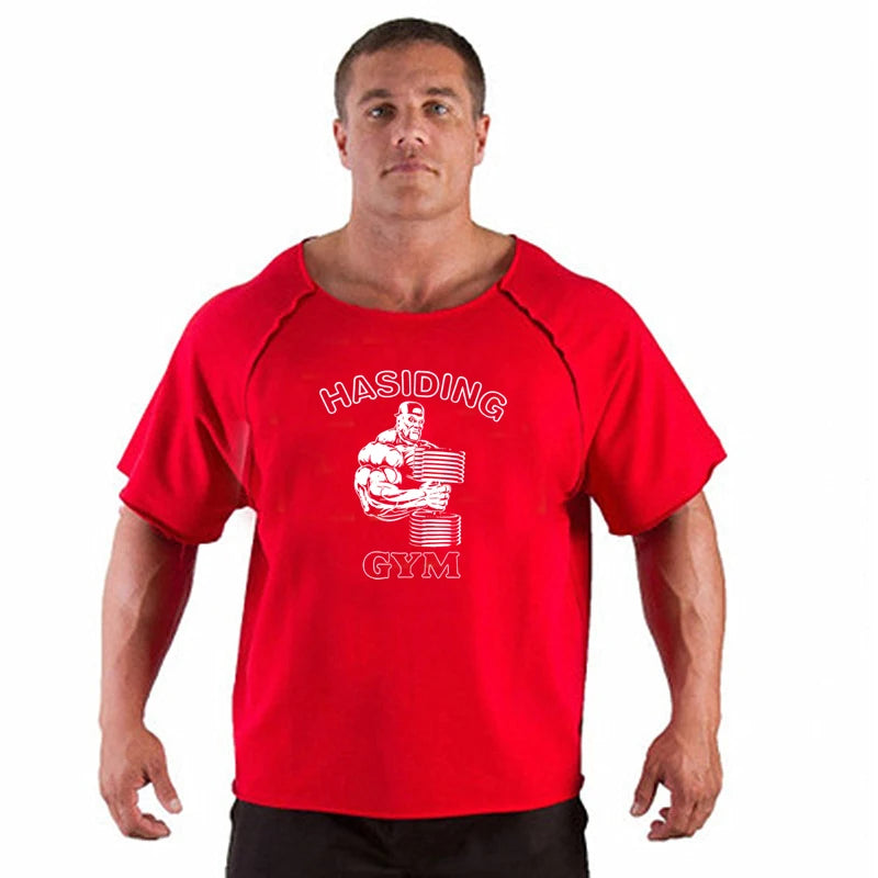 New Hot Sale Men Printed T Shirts Breathable Loose Running Shirt Cotton Tees Bodybuilding Singlet Fitness GYM POWERHOUSE T Shirt