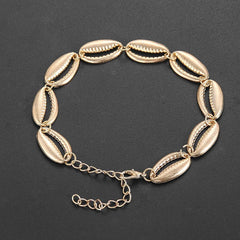 Bohemian Alloy Sea Shell Beads Bracelet for Women Adjustable Rope Bangle Ocean Wristband Statement Summer Beach Jewelry Gifts
