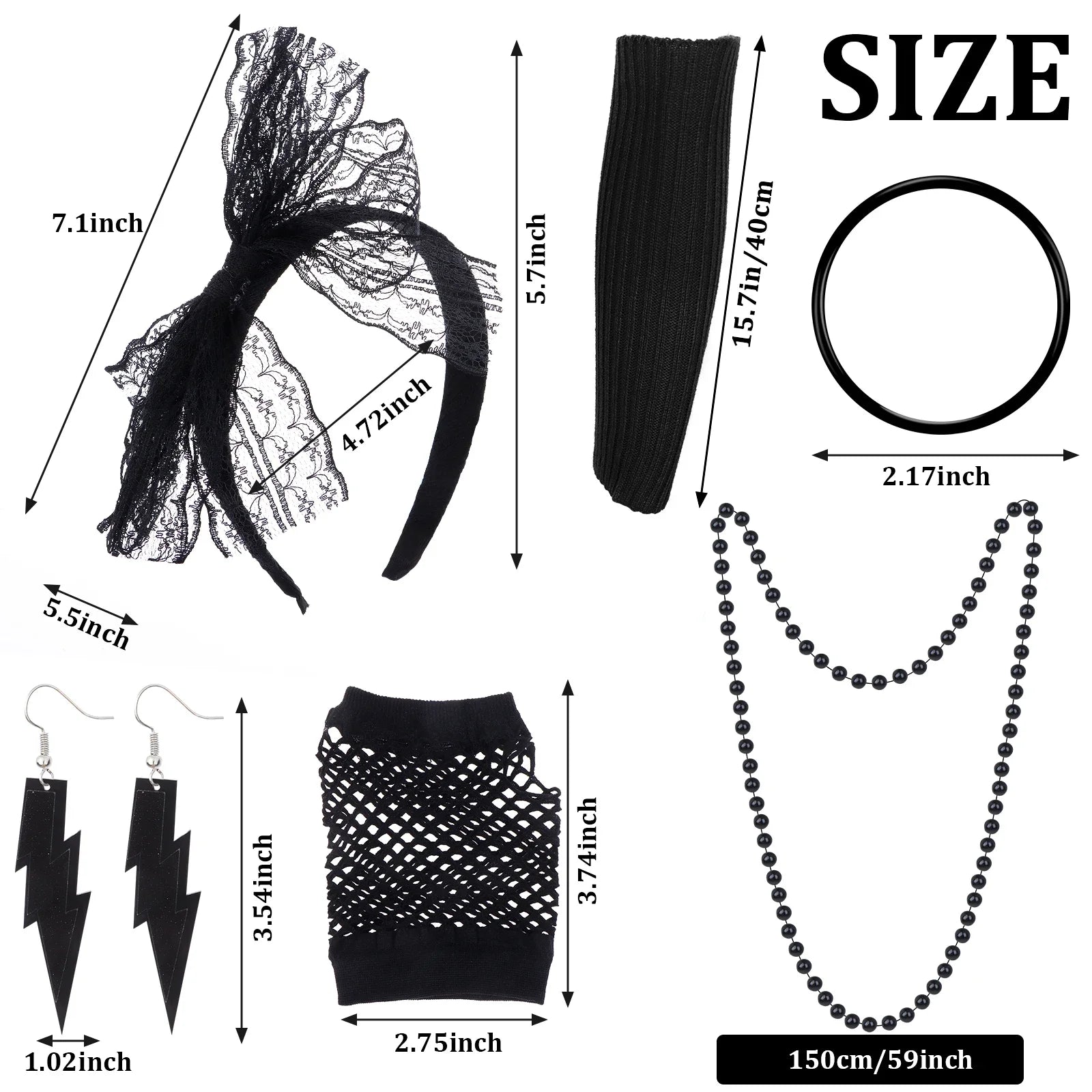 80s Fancy Dress Accessories WomenTutu Skirt Neon Fishnet Gloves Beaded Necklace Bracelet Earrings Adult 80s Party Costume Set