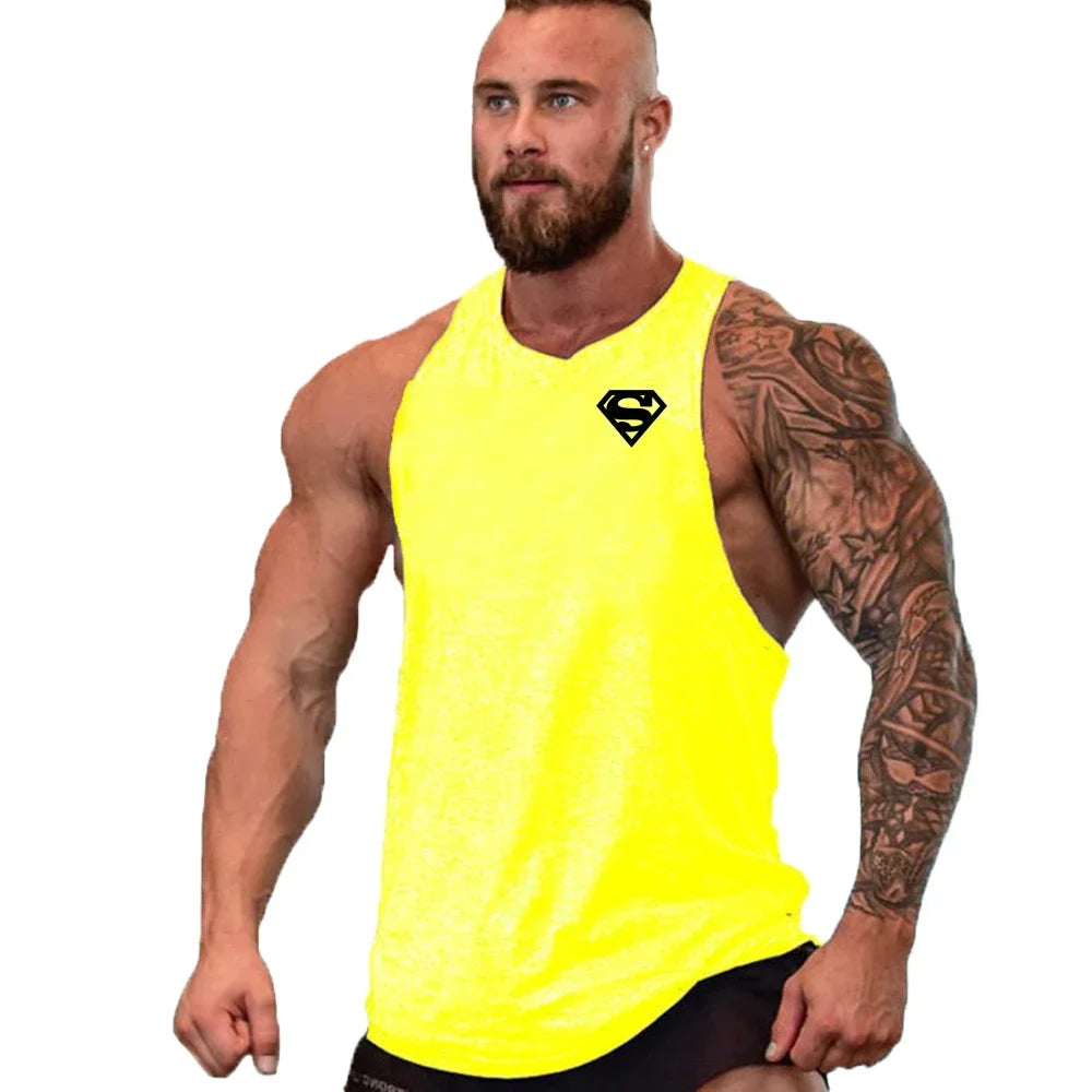 Men Bodybuilding Clothing Cotton Sleeveless Shirt Brand Gym Stringer Tank Top Man Fitness Vest Singlet Sportwear Workout Tanktop