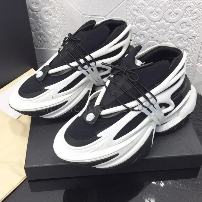 2025 Trendy Men Sports Shoes Platform Sneakers Lace Up Gradient Colors Running Casual Walking Shoes Women Flats Loafers