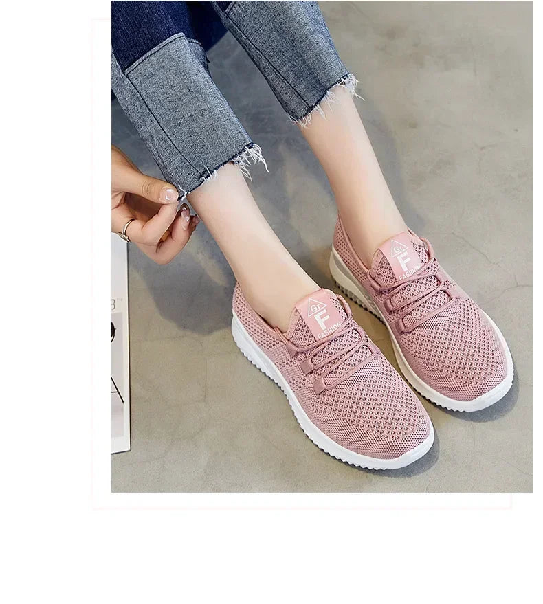 Shoes for Women 2024 New Casual Fashion Running Shoes Flying Woven Breathable Lady Casual Shoes Soft Sole Trend Fashion Sneakers