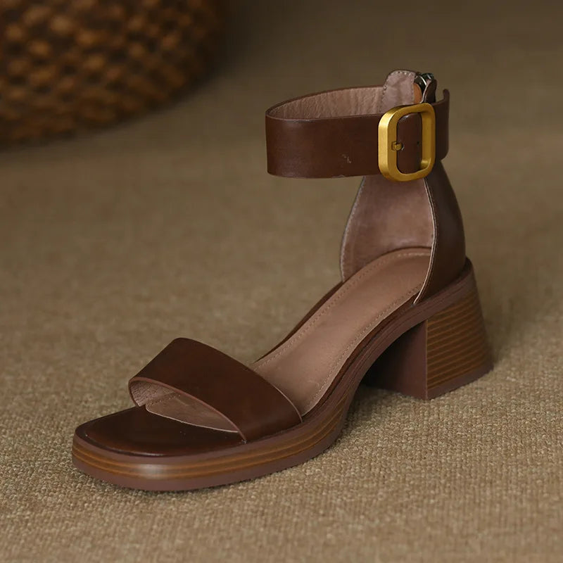 Women's Sports Shoes Beige Hardened Sole Open Toed Sandals Rear Zipper Peep Toe Retro High Heels