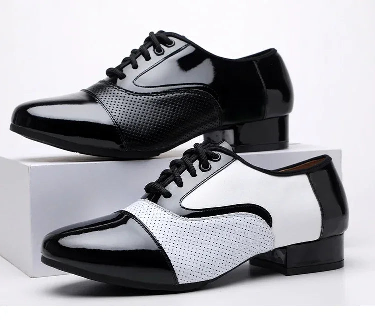 Modern Dance Shoes For Men Soft Performance Leather Breathable Social Latin Dance Square Formal Dress Jazz Dance Shoes Sneakers