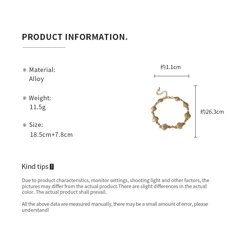 Bohemian Shell Bracelet for Women Men Gold Color Summer Beach Charm Bracelets Bangles Wristband Jewelry Accessories Couple Gifts