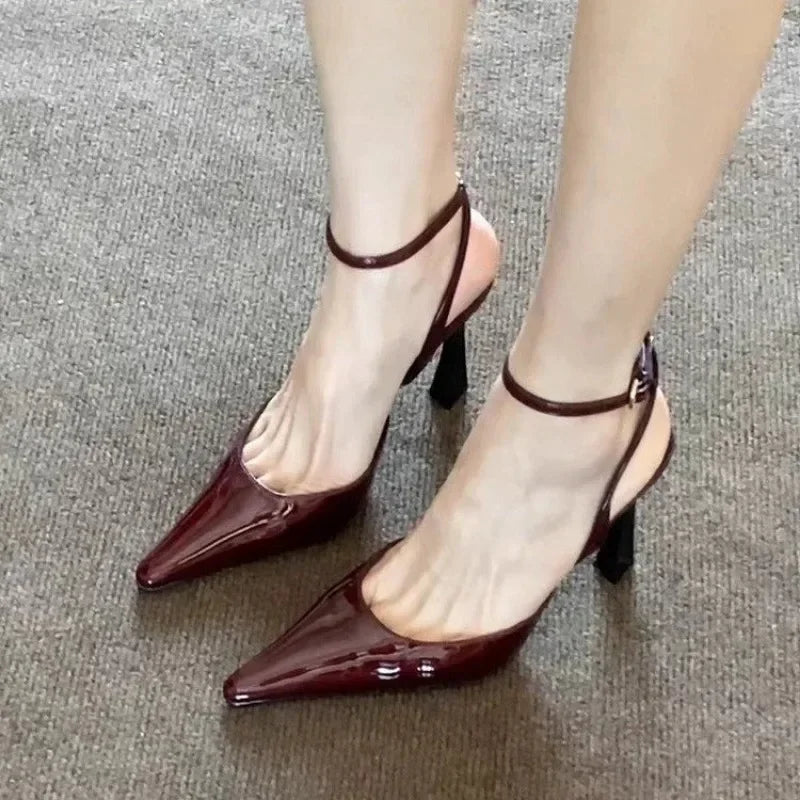 Shoes for Women 2025 Fashion Summer Pointed Toe High Heels Sexy Ankle Strap Evening Party Sandal Sweet with Ankle Buckle Strap