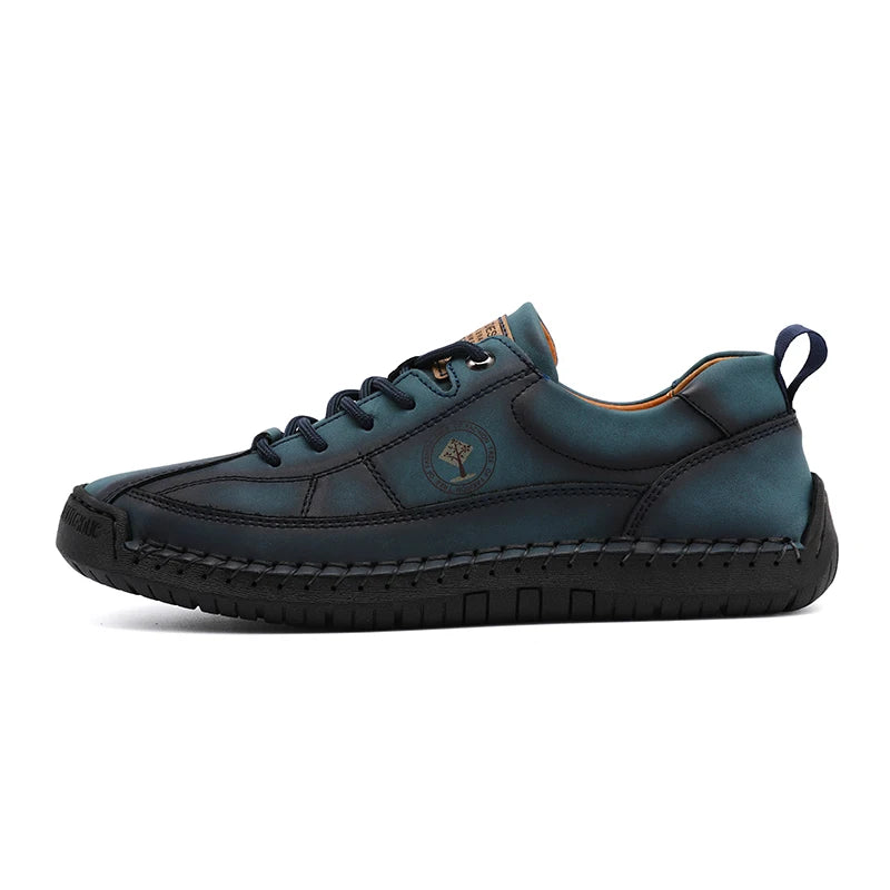 Men's business casual shoes with hand-stitched minimalist style
