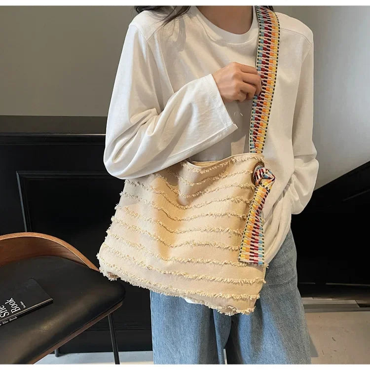 2025 Women Boho Straw Tote Bag Stylish Beach Shoulder Purse Spacious Woven Crossbody
