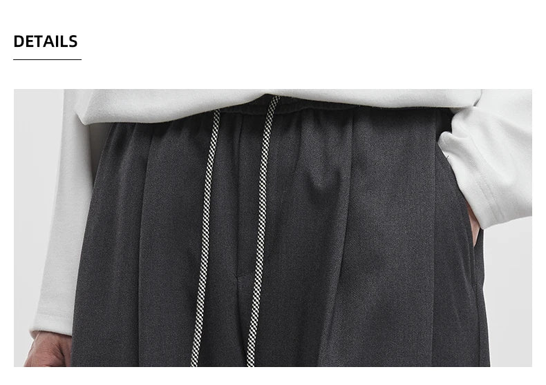 Men's Fashion Casual Pants 2025 Spring and Autumn New Loose Elastic Waist Wide Leg Pants Men's Suit Straight Trousers Male
