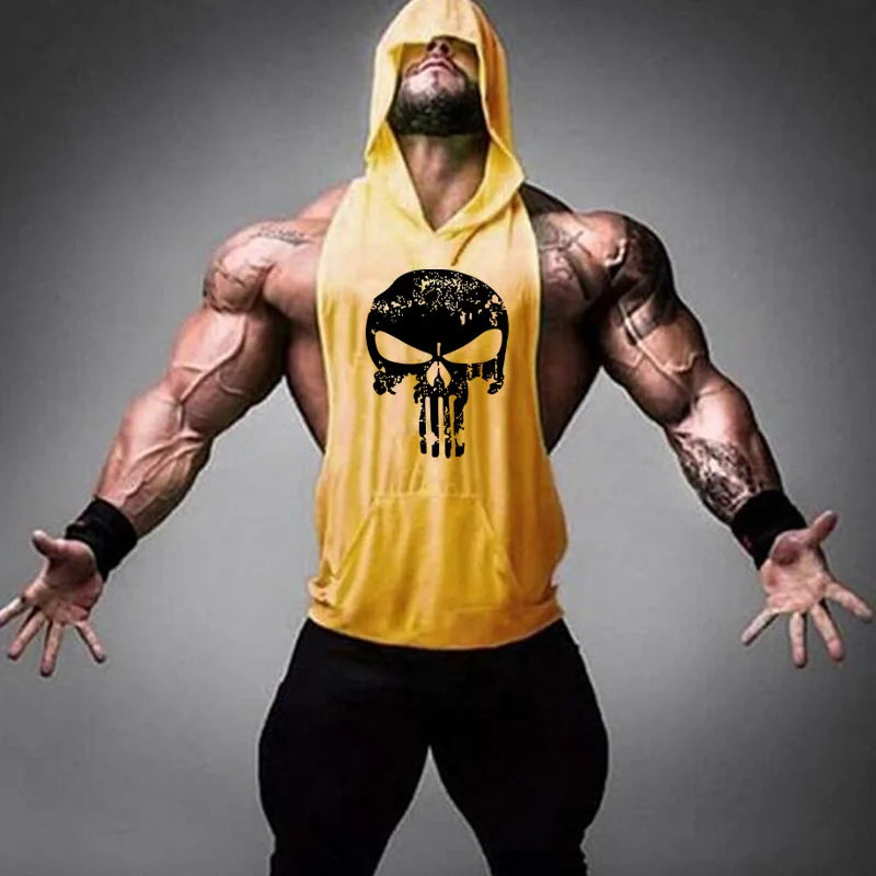 Bodybuilding Tank Tops Men Gym Fitness Cotton Hooded Vest Sleeveless Shirt Workout Hoodie Summer Casual Fashion Singlet Clothing